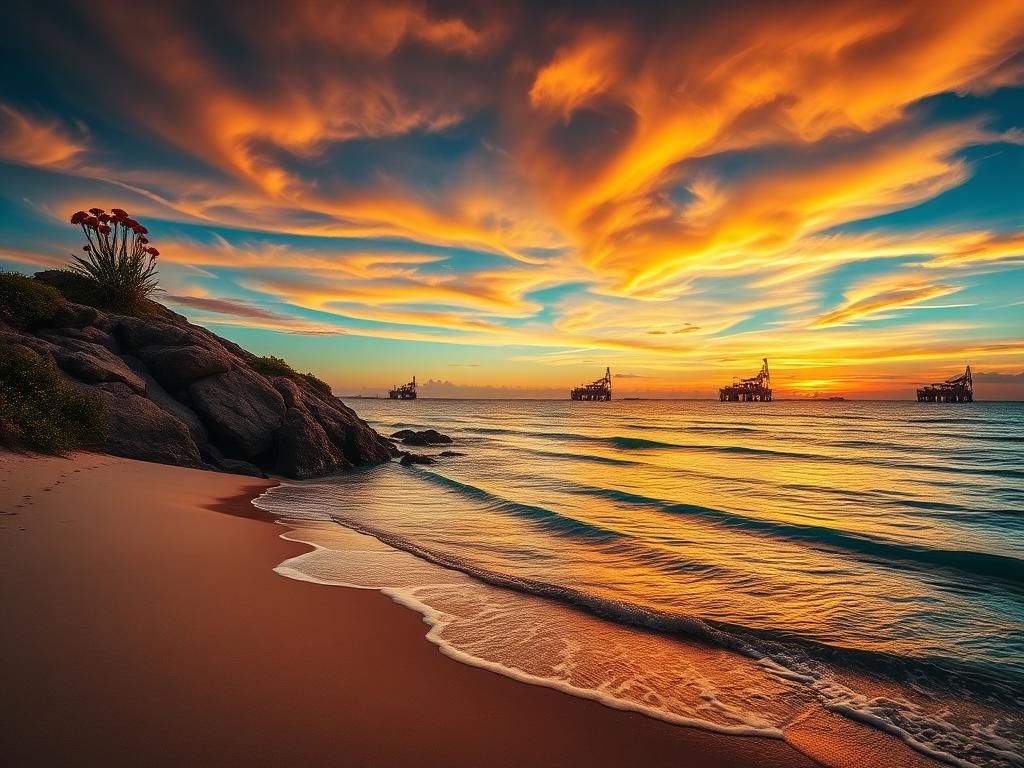 Flick International A sweeping view of the coastal Gulf of America showcasing turquoise waters at sunset