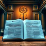 Flick International A dramatic courtroom scene with a legal document symbolizing a lawsuit filed by the America First Legal Foundation