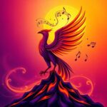 Flick International Abstract phoenix rising from ashes symbolizing resilience and empowerment
