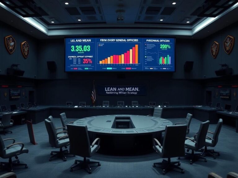 Flick International A military command center showcasing a digital display board highlighting a reduction in general officers