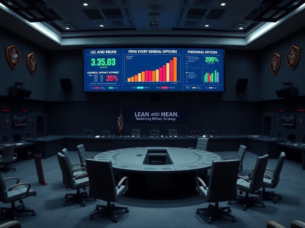 Flick International A military command center showcasing a digital display board highlighting a reduction in general officers
