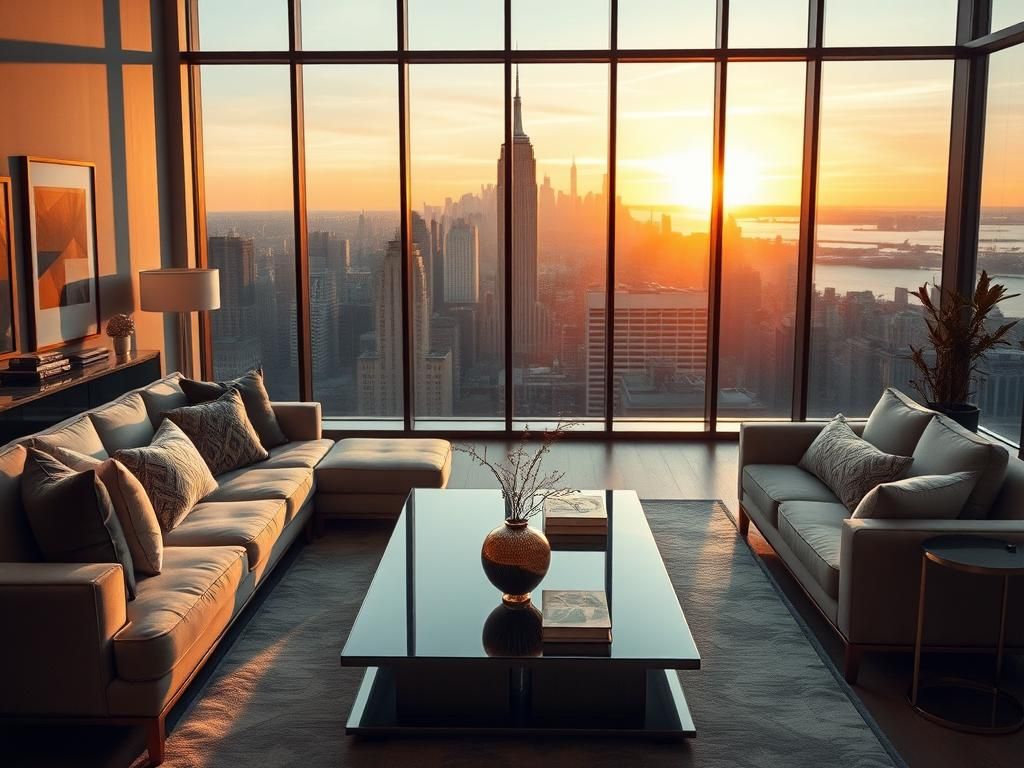 Flick International Luxurious Manhattan living room showcasing opulence and sophistication