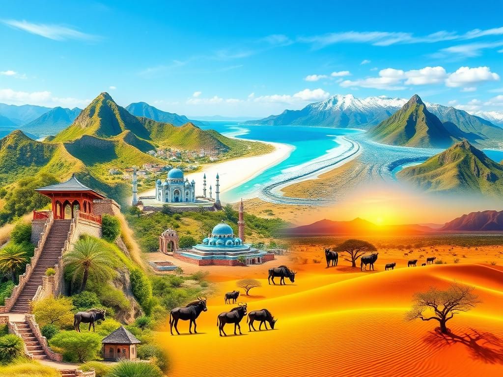 Flick International Panoramic collage of iconic landmarks showcasing global travel experiences