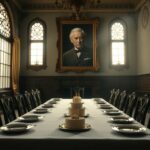 Flick International Somber atmosphere in a grand, empty room at Windsor Castle adorned with royal decor.