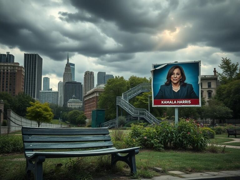 Flick International Stark contrast between a chaotic cityscape and a tidy garden representing hope and change