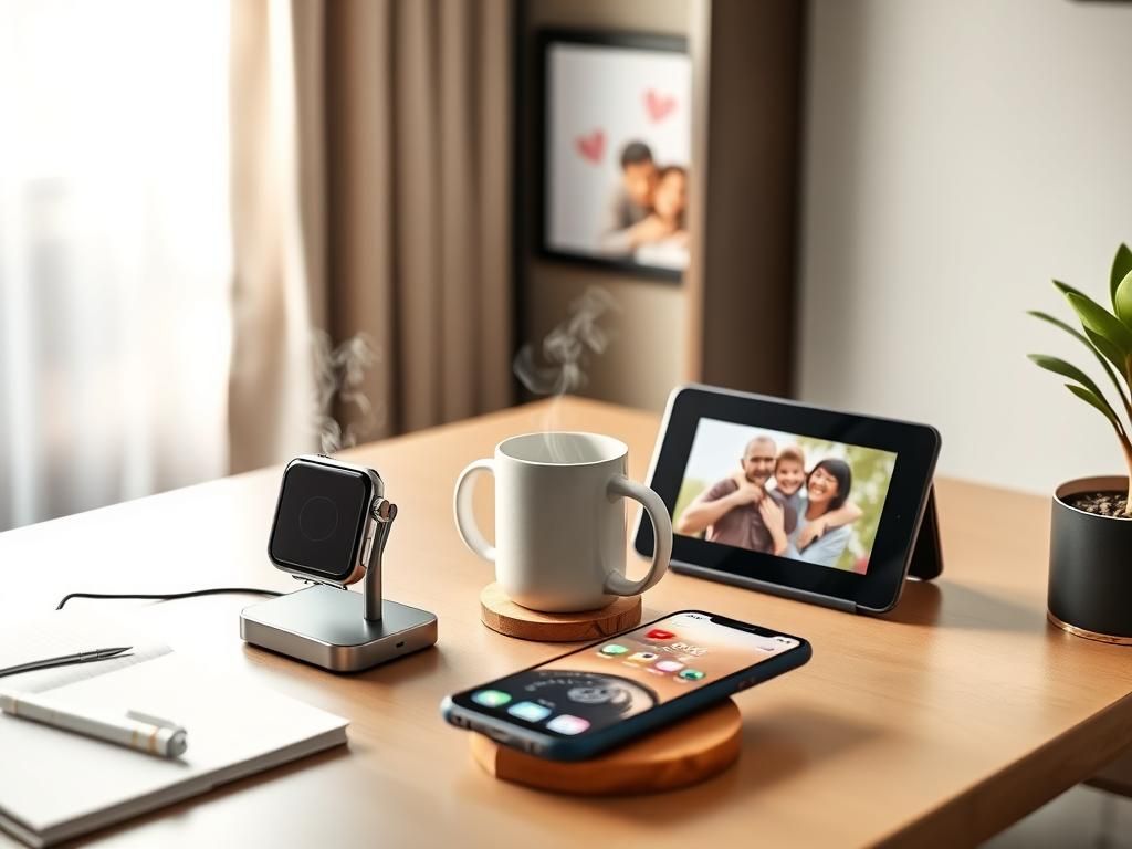 Flick International Cozy modern home office desk featuring high-tech Mother's Day gifts