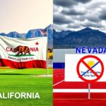 Flick International Split scene showing California and Nevada high school sports environments highlighting the conflict over trans athlete participation