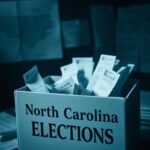 Flick International Close-up view of a ballot box filled with uncast ballots in a dimly lit room