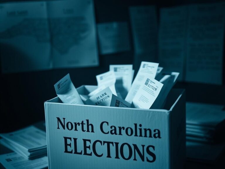 Flick International Close-up view of a ballot box filled with uncast ballots in a dimly lit room