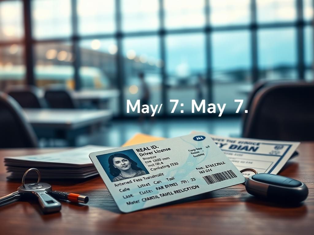 Flick International Close-up of a REAL ID-compliant driver’s license with alternative transportation items