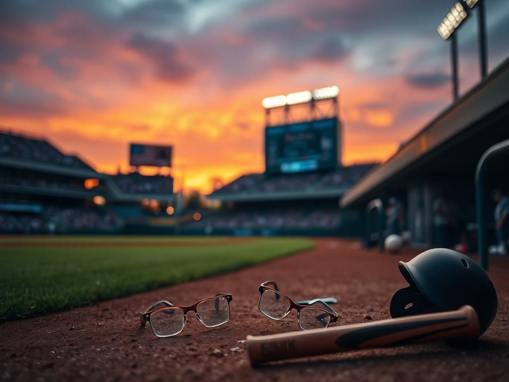 Flick International Intense baseball scene with scattered items in an empty dugout