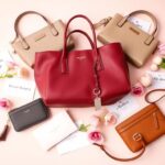 Flick International A flat lay of stylish purses and wallets arranged on a pastel background for Mother's Day