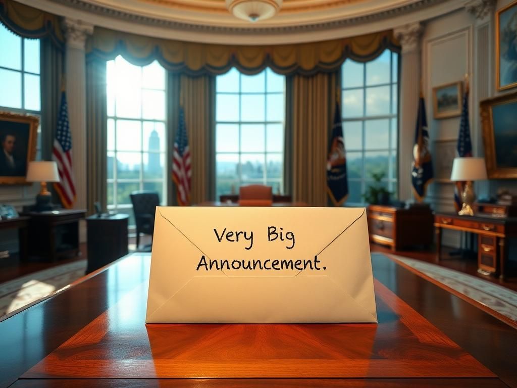 Flick International Elegant view of the Oval Office with Resolute Desk and sealed envelope