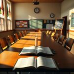 Flick International Classroom with open Bible and candle symbolizing prayer debate