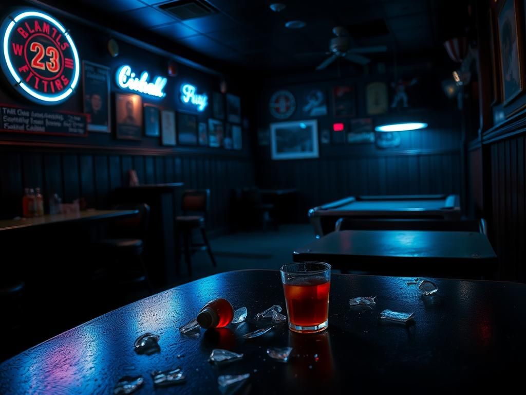 Flick International Dimly lit bar interior showing chaos after a deadly fight