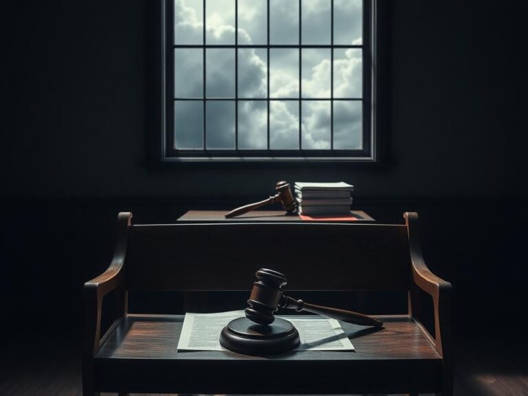 Flick International Somber courtroom scene depicting the absence of deported migrant Daniel Lozano-Camargo