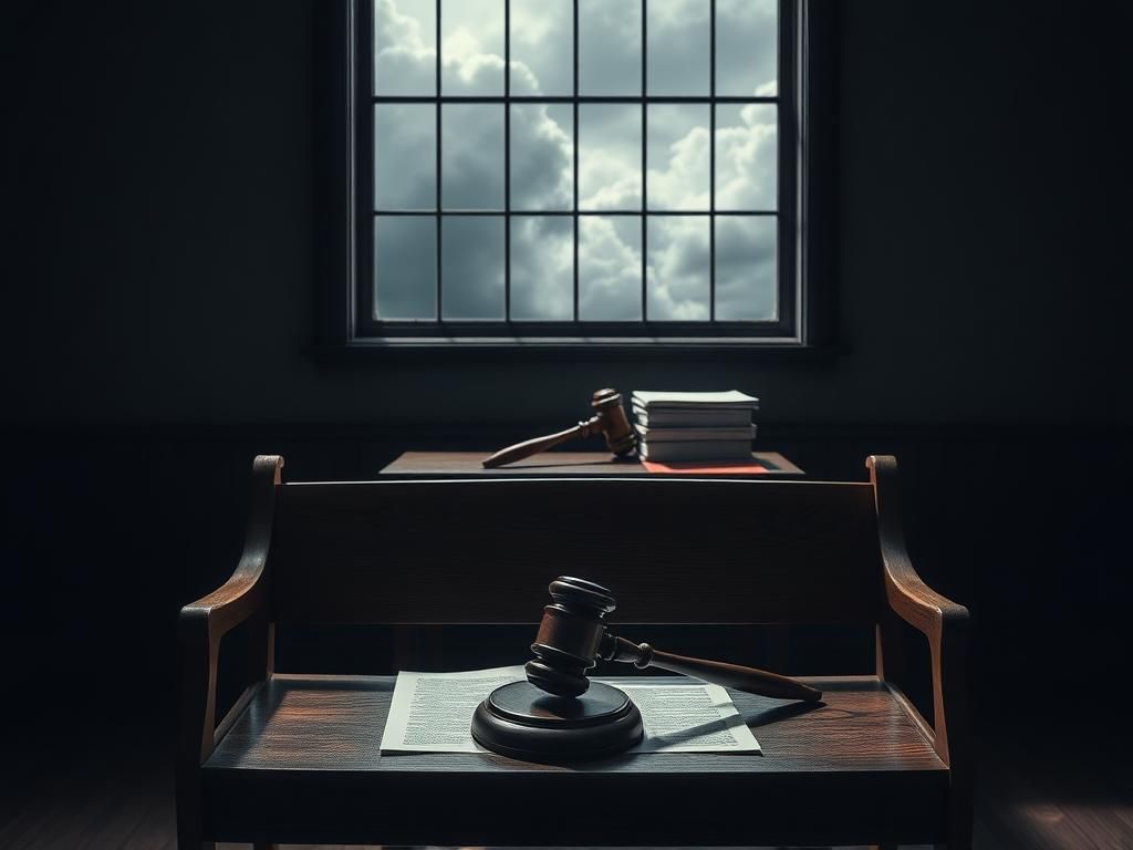 Flick International Somber courtroom scene depicting the absence of deported migrant Daniel Lozano-Camargo