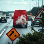 Flick International Red van stopped in the middle of the highway causing a multi-car crash