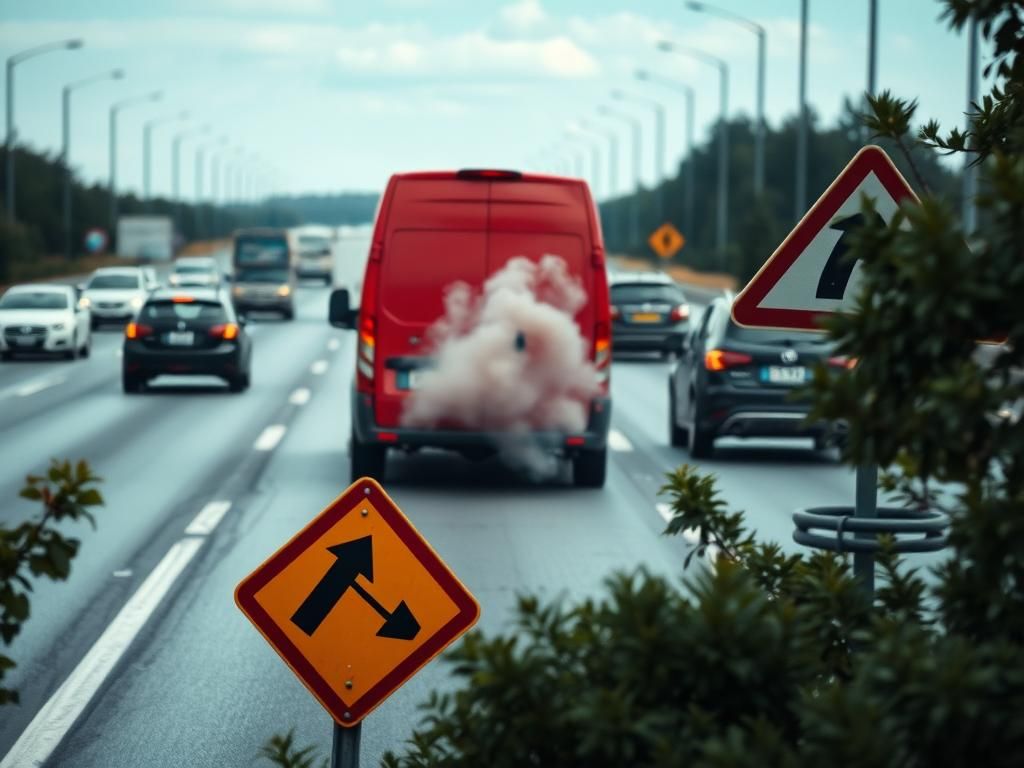 Flick International Red van stopped in the middle of the highway causing a multi-car crash