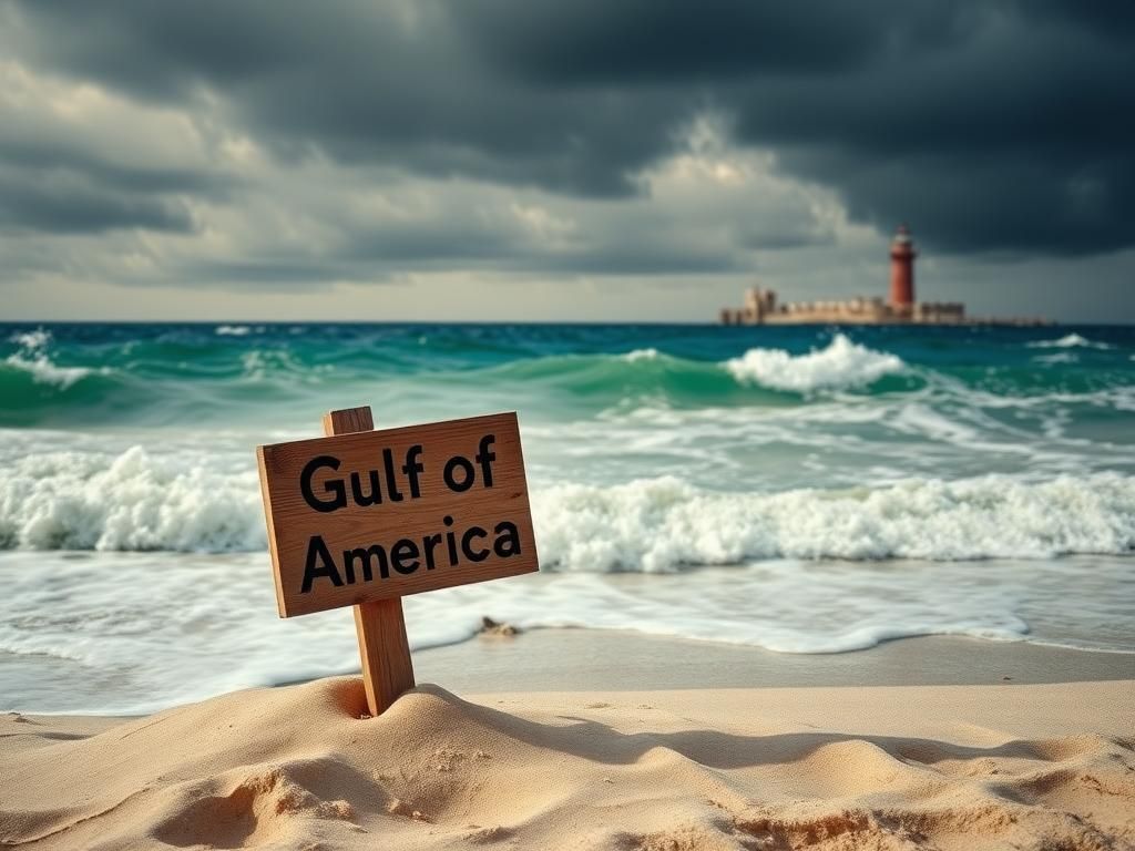 Flick International A dramatic coastal scene of the Gulf of Mexico with turbulent waves symbolizing political unrest