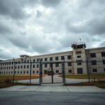 Flick International Exterior of a former prison under construction as an immigration detention center