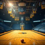 Flick International A dynamic basketball stadium showcasing contrasting fan experiences with vibrant celebrations on one side and empty seats on the other.