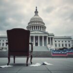 Flick International Empty Capitol building with an abandoned chair symbolizing political uncertainty