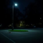 Flick International Dark atmospheric scene of UC Berkeley campus showing west parking lot