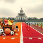 Flick International A divided sports field illustrating the debate on trans athletes in women's sports