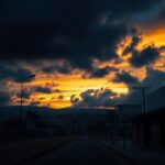 Flick International Dramatic sunset over Tegucigalpa's skyline amidst heavy clouds
