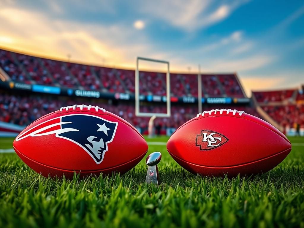 Flick International Footballs of Tom Brady and Patrick Mahomes on a vibrant football field