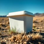 Flick International Close-up of a discarded Styrofoam container on a barren landscape in Montana