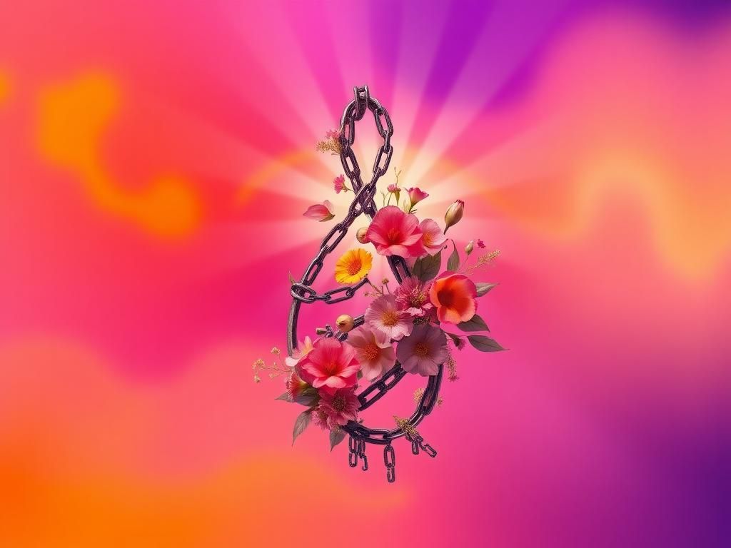 Flick International Colorful abstract representation of empowerment and resilience with musical elements.
