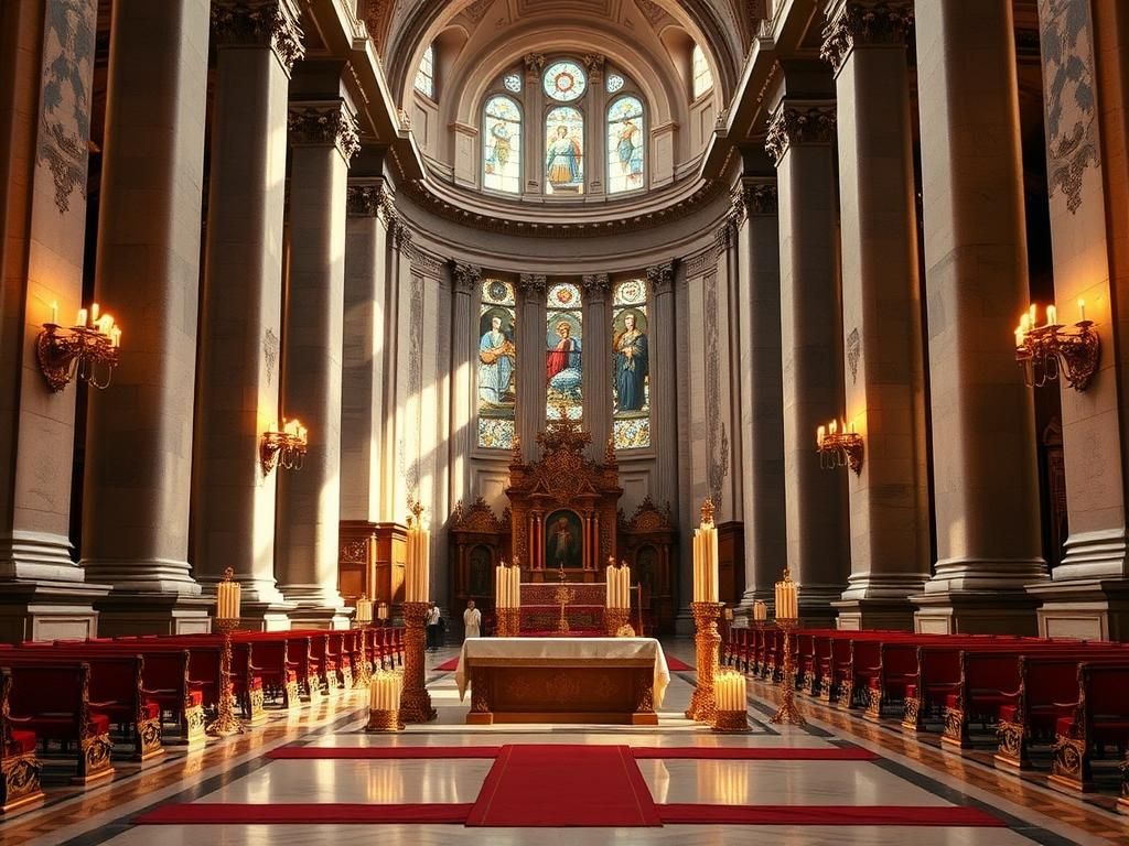 Flick International Interior view of St. Peter’s Basilica during the final Mass for conclave