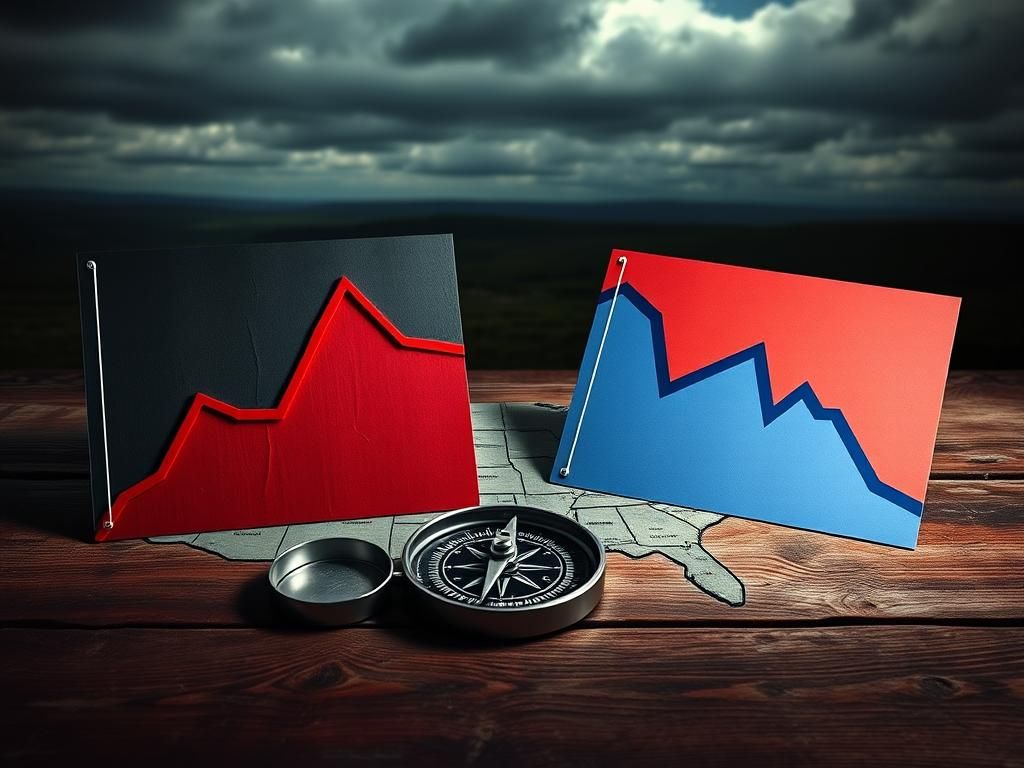 Flick International Two contrasting graphs illustrating political approval ratings on a weathered wooden table