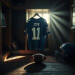 Flick International Classic New York Giants jersey number 11 hanging in a vintage sports locker
