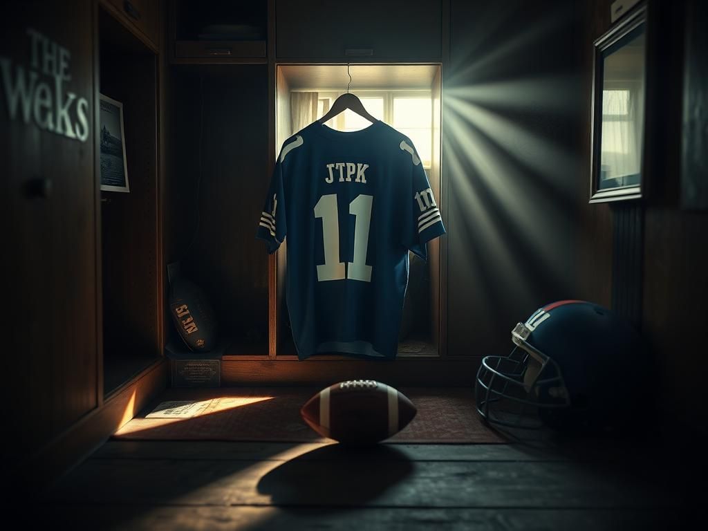 Flick International Classic New York Giants jersey number 11 hanging in a vintage sports locker