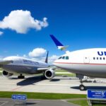 Flick International Close-up view of two United Airlines Boeing 777 aircraft at San Francisco International Airport with wingtips touching