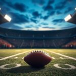 Flick International A football resting on a field with yard lines under stadium lights, symbolizing opportunity and determination.