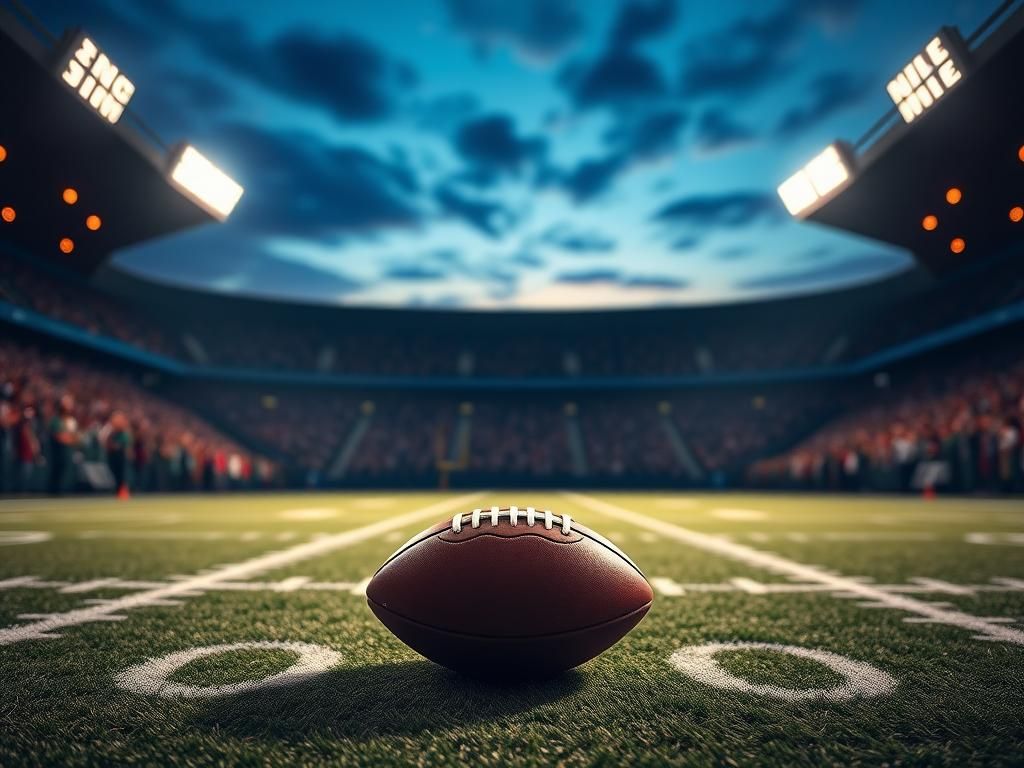 Flick International A football resting on a field with yard lines under stadium lights, symbolizing opportunity and determination.