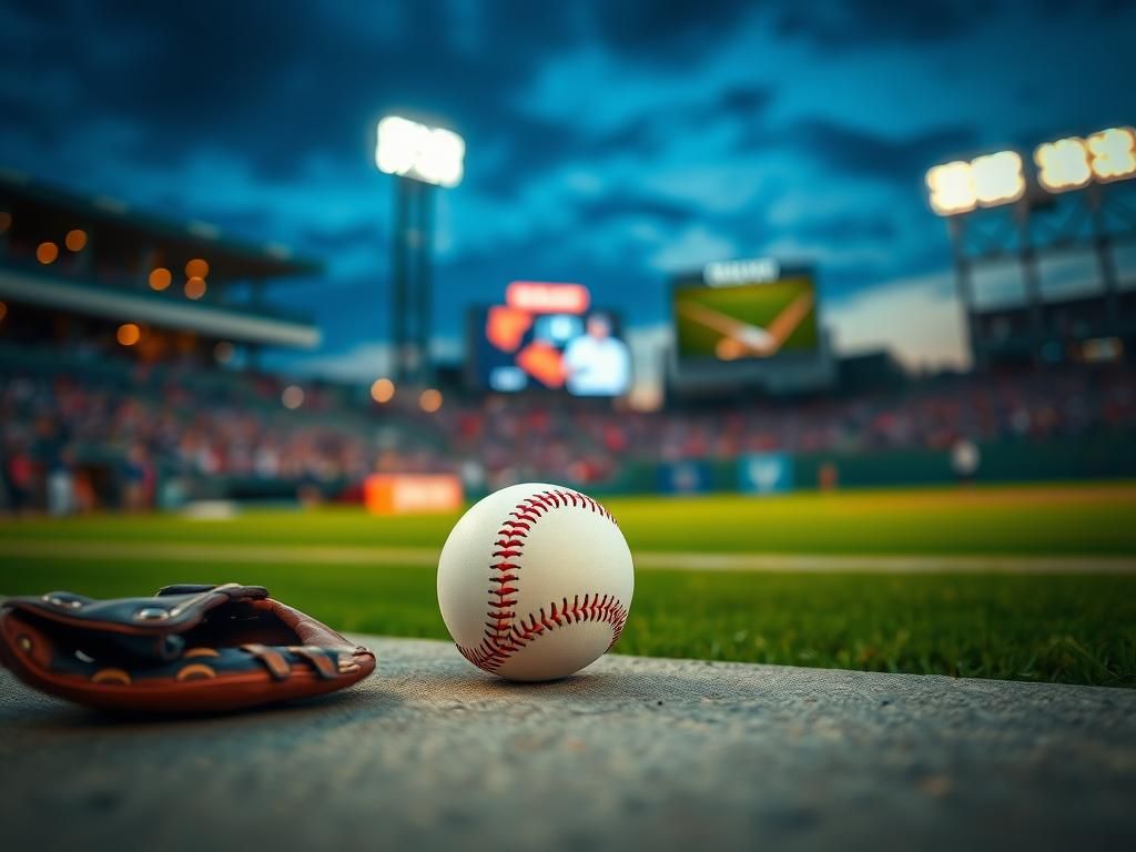 Flick International Close-up of a baseball on concrete near an open glove