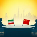 Flick International Abstract representation of a negotiation table symbolizing US-Iran nuclear talks