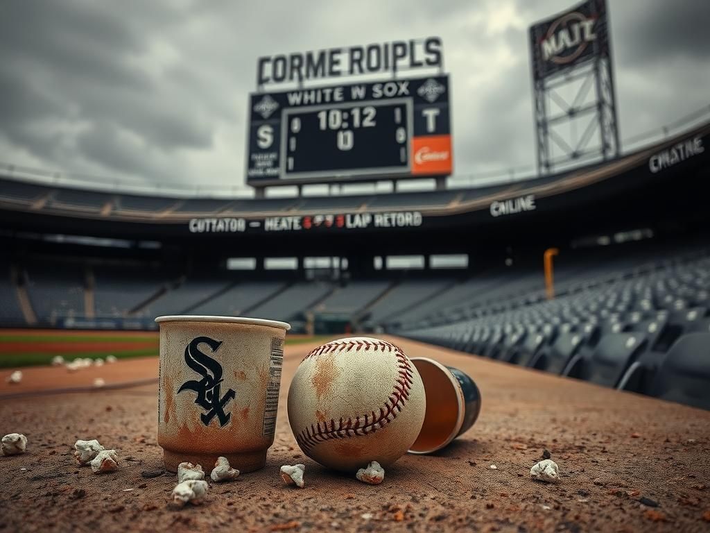 Flick International Abandoned Chicago White Sox dugout with worn baseball symbolizing lost hopes