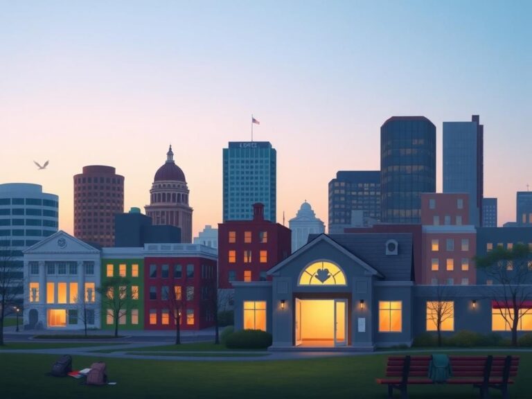 Flick International A community center at dusk symbolizing hope in youth homelessness
