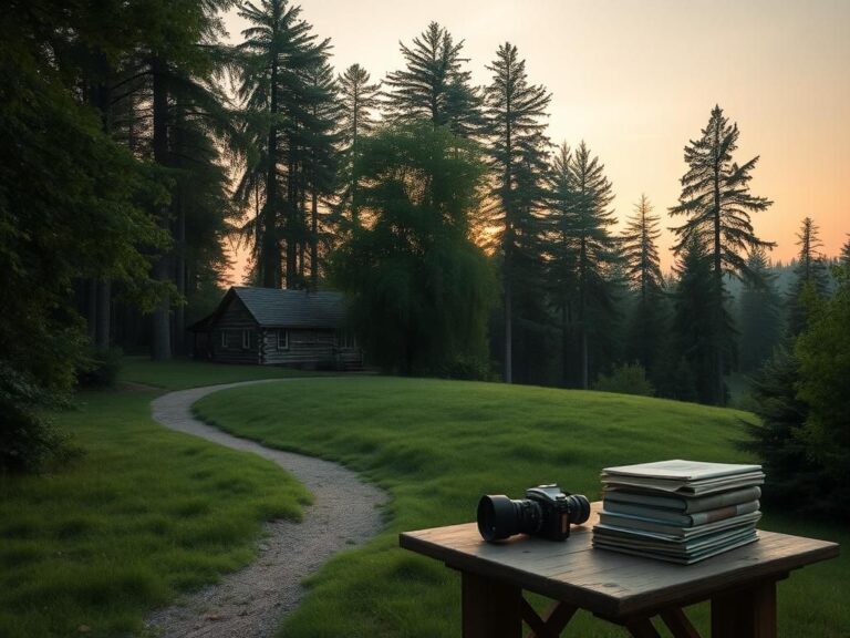 Flick International A tranquil cabin in a lush forest symbolizing healing from childhood stardom