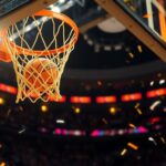 Flick International Exciting close-up of a basketball net after a three-pointer by Tyrese Haliburton