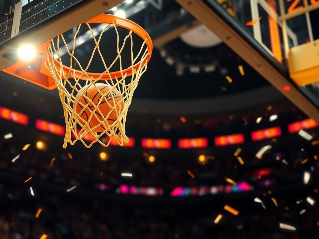 Flick International Exciting close-up of a basketball net after a three-pointer by Tyrese Haliburton