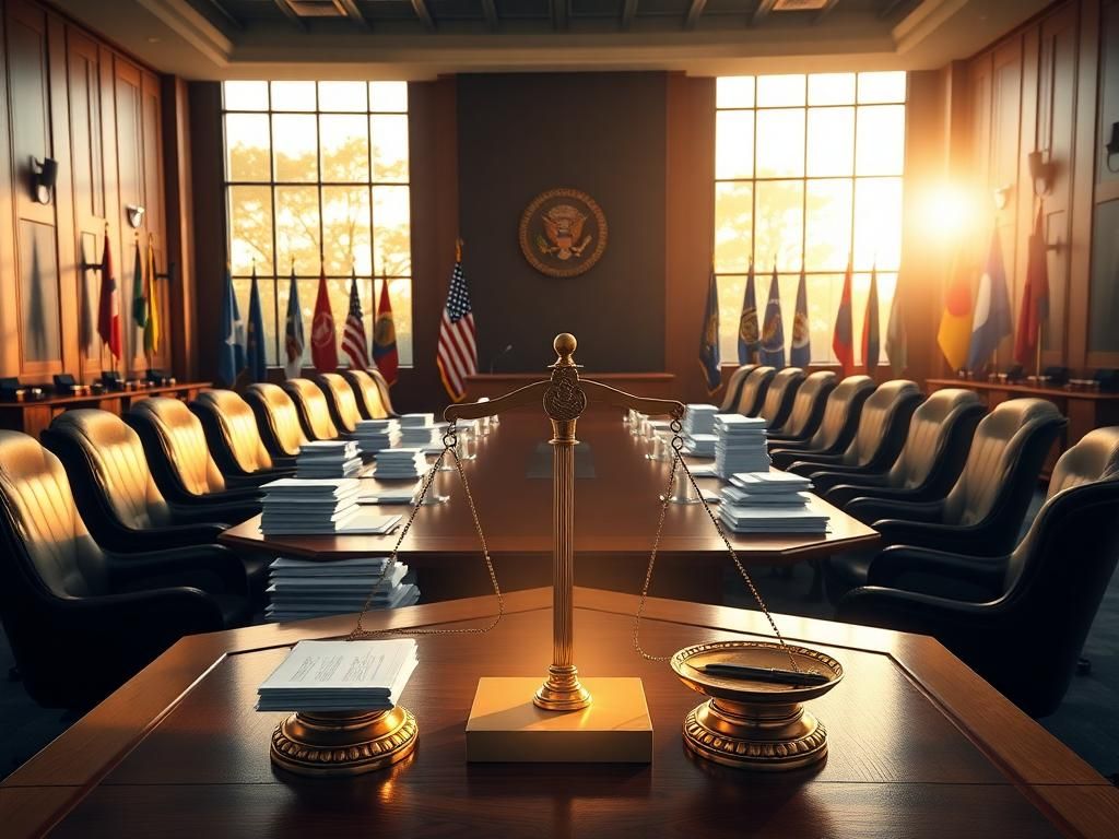 Flick International A large conference room symbolizing authority and financial leadership with a polished wooden table