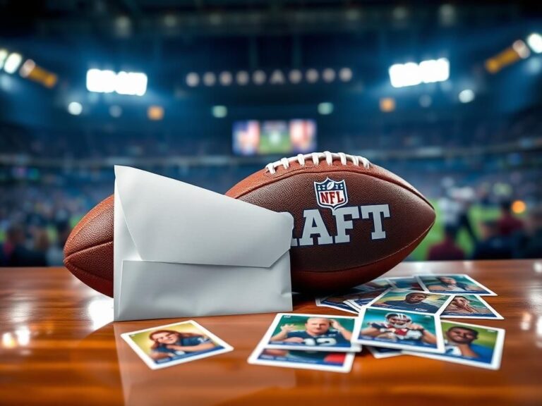 Flick International Dynamic scene of NFL Draft with draft envelope and football