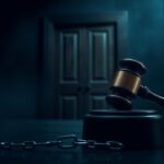 Flick International A gavel striking a sound block in a tense courtroom scene, representing justice and legal conflict